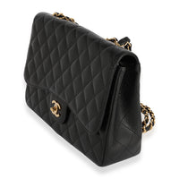 Chanel Black Quilted Caviar Jumbo Classic Single Flap Bag