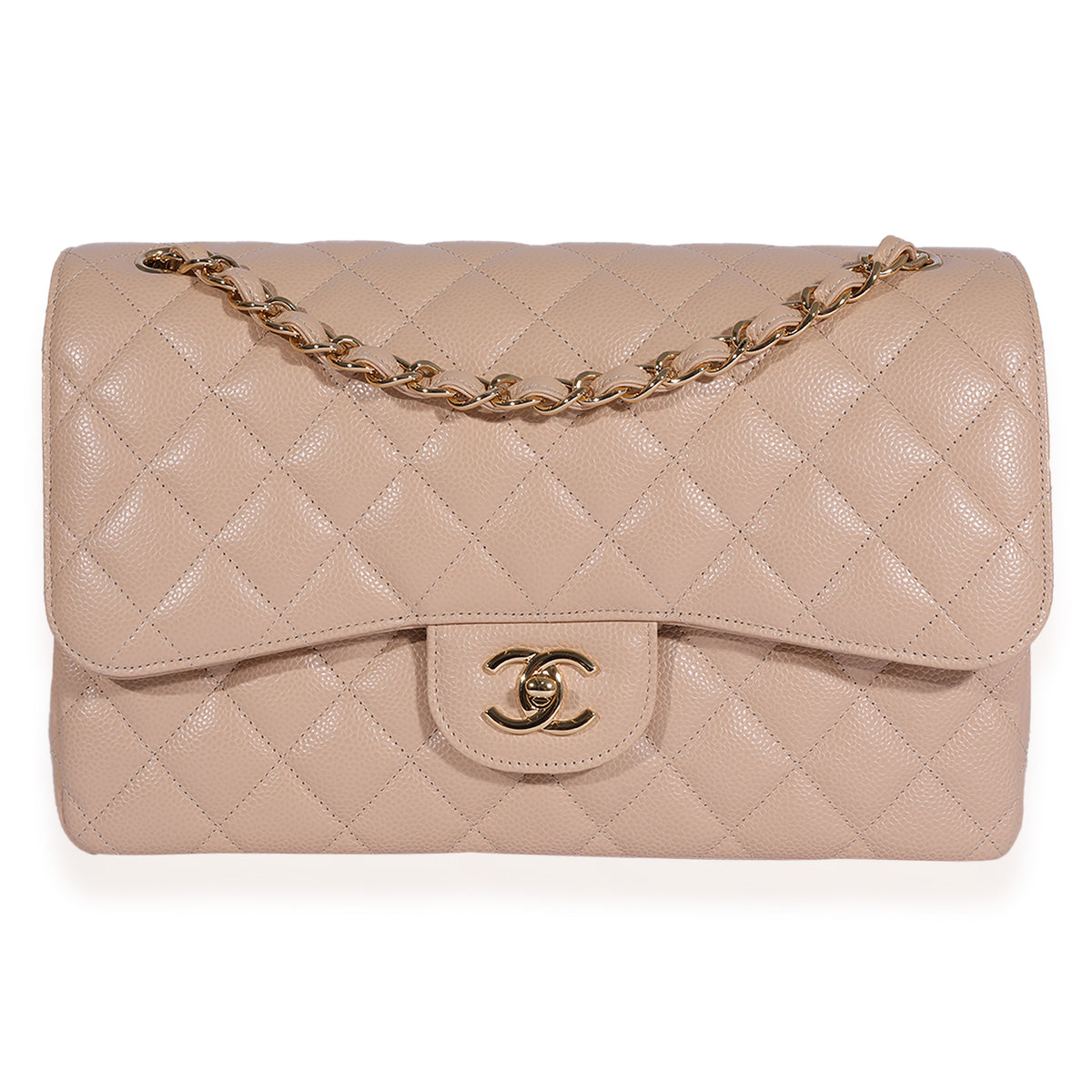 Chanel Beige Quilted Caviar Jumbo Classic Double Flap Bag, myGemma, CA