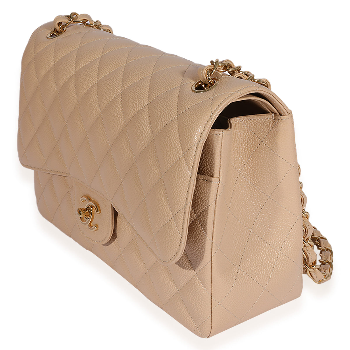 Chanel Beige Quilted Caviar Jumbo Classic Double Flap Bag, myGemma, IT