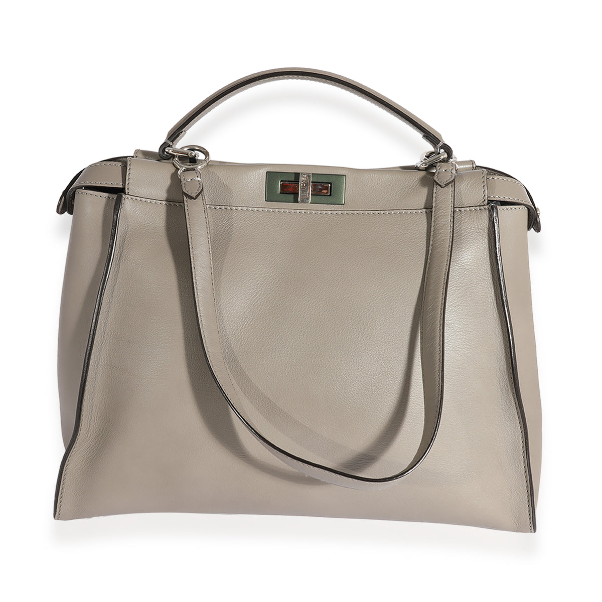 Fendi Gray Leather Large Peekaboo Bag