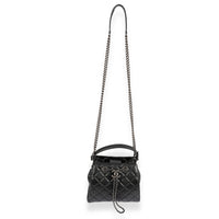 Chanel Black Quilted Caviar Drawstring Bucket Bag