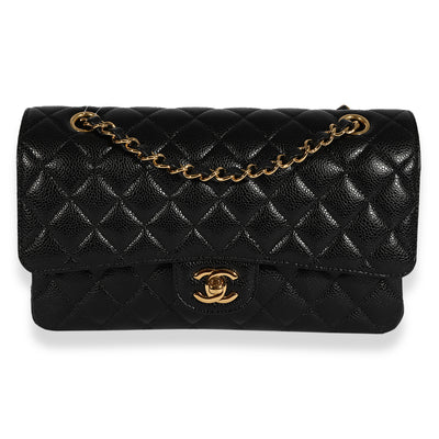 Chanel Black Quilted Caviar Medium Classic Double Flap Bag