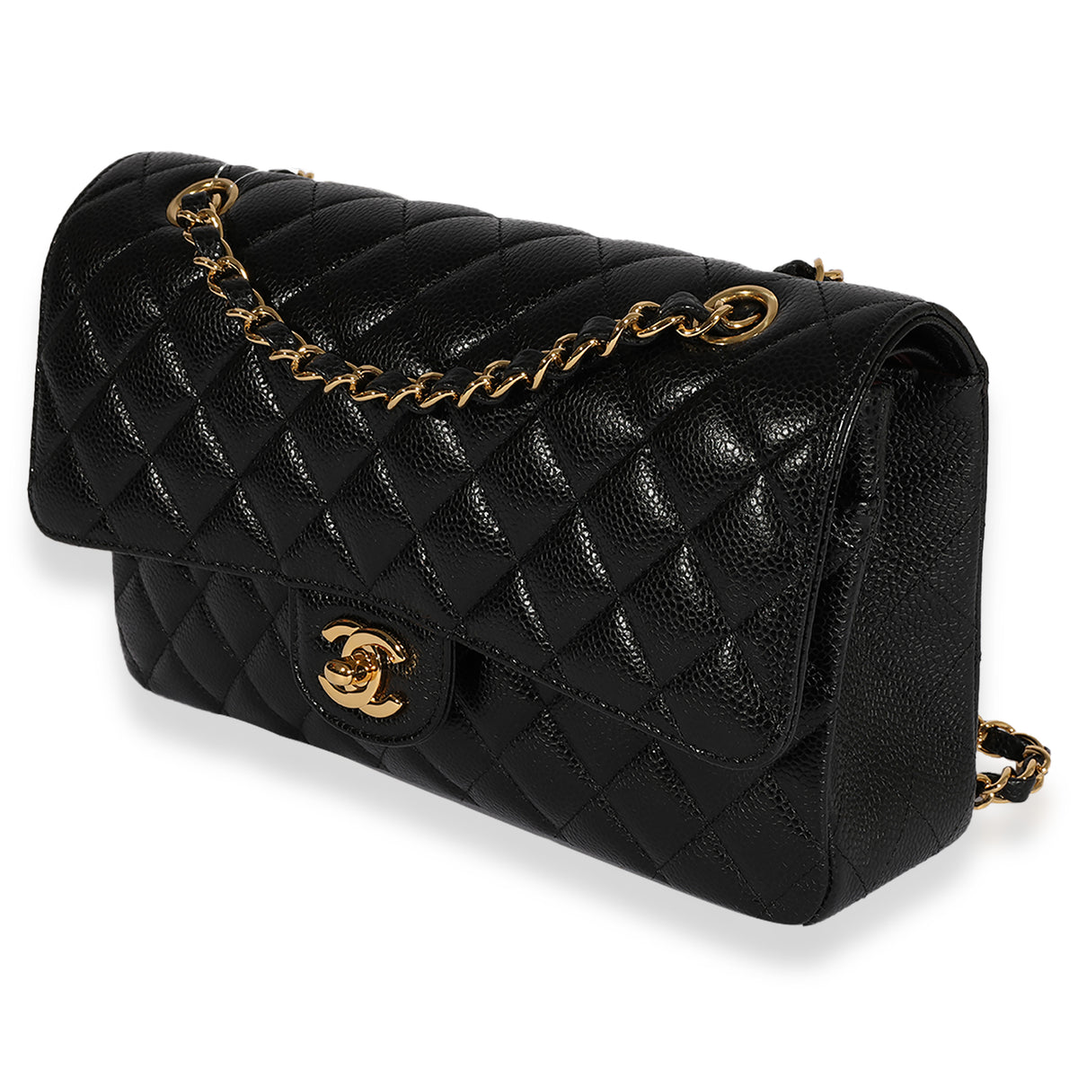 Chanel Black Quilted Caviar Medium Classic Double Flap Bag