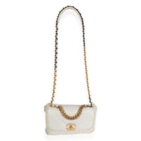 Chanel White Patent Leather & Shearling Chanel 19 Medium Flap Bag