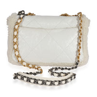 Chanel White Patent Leather & Shearling Chanel 19 Medium Flap Bag