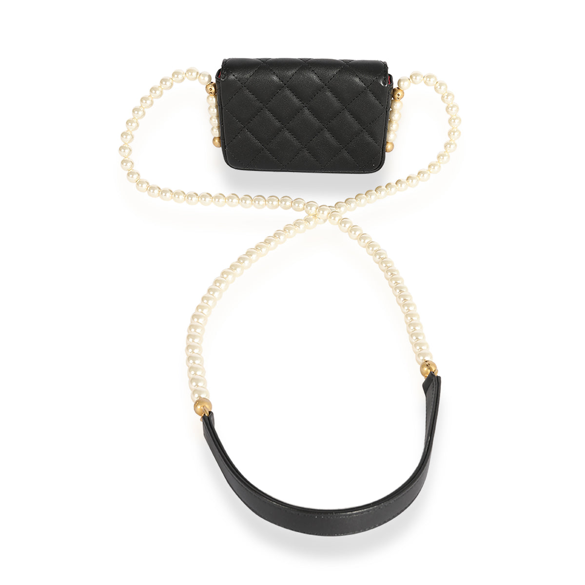 Chanel Black Quilted Lambskin Quilted About Pearls Mini Bag