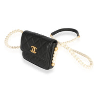 Chanel Black Quilted Lambskin Quilted About Pearls Mini Bag