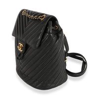 Black Chevron Quilted Lambskin Small Urban Spirit Backpack