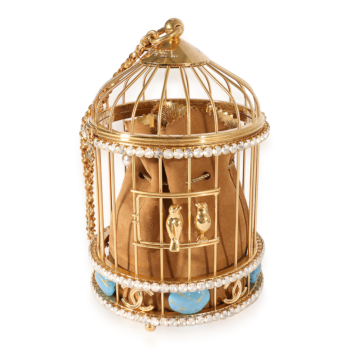 Chanel Runway Gold-Tone Metal & Crystal Bird Cage  Minaudière