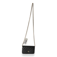 Chanel Black Quilted Caviar Wallet On Chain