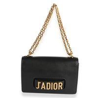 Black Smooth Leather JAdior Chain Flap Bag