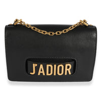 Black Smooth Leather JAdior Chain Flap Bag