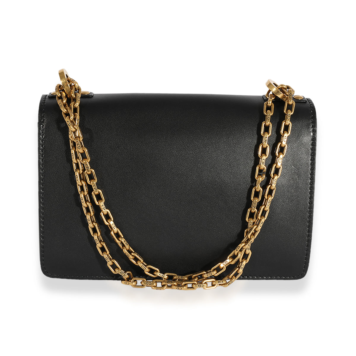 Black Smooth Leather JAdior Chain Flap Bag