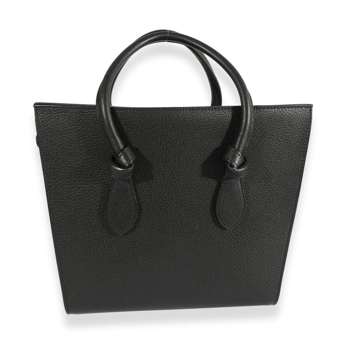 Black Pebbled Leather Small Tie Tote