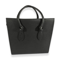 Black Pebbled Leather Small Tie Tote