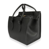 Black Pebbled Leather Small Tie Tote