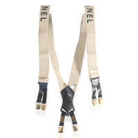 Chanel Vintage Elastic & Leather Logo Suspenders