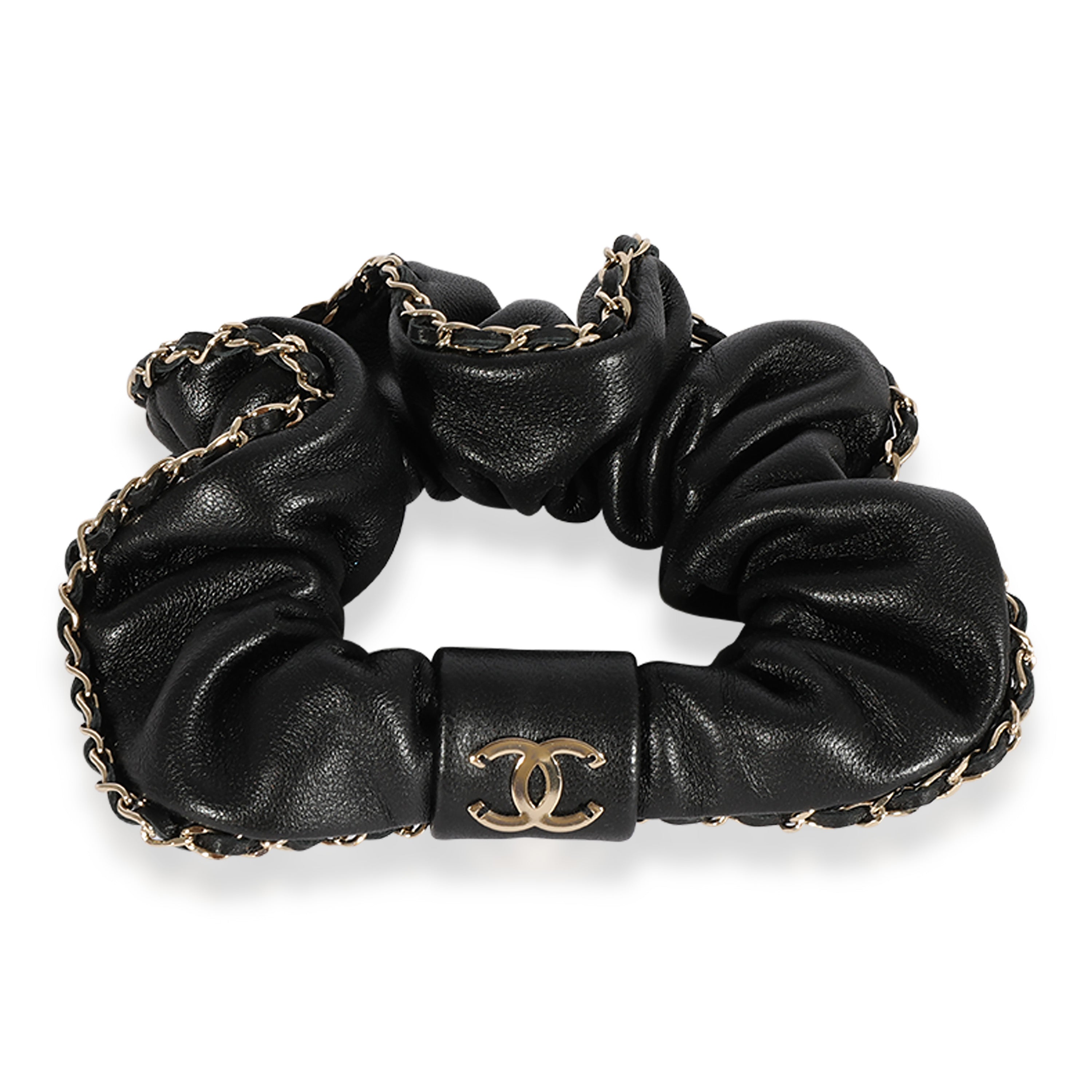 ? ChaneI Black Gold Chain Leather Bow Hair Scrunchie Pull Back Accessory 90s Amazon.com : Bow Hair Ties for Women Girls 2Pcs Black Brown  main image 3