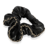 Chanel Black Lambskin Chain Hair Scrunchie