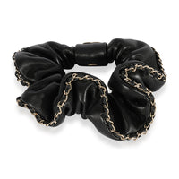 Chanel Black Lambskin Chain Hair Scrunchie