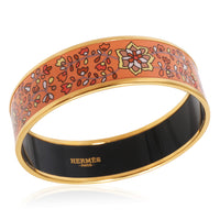 Hermès Plated Enamel Bracelet with Flower Design, 18mm