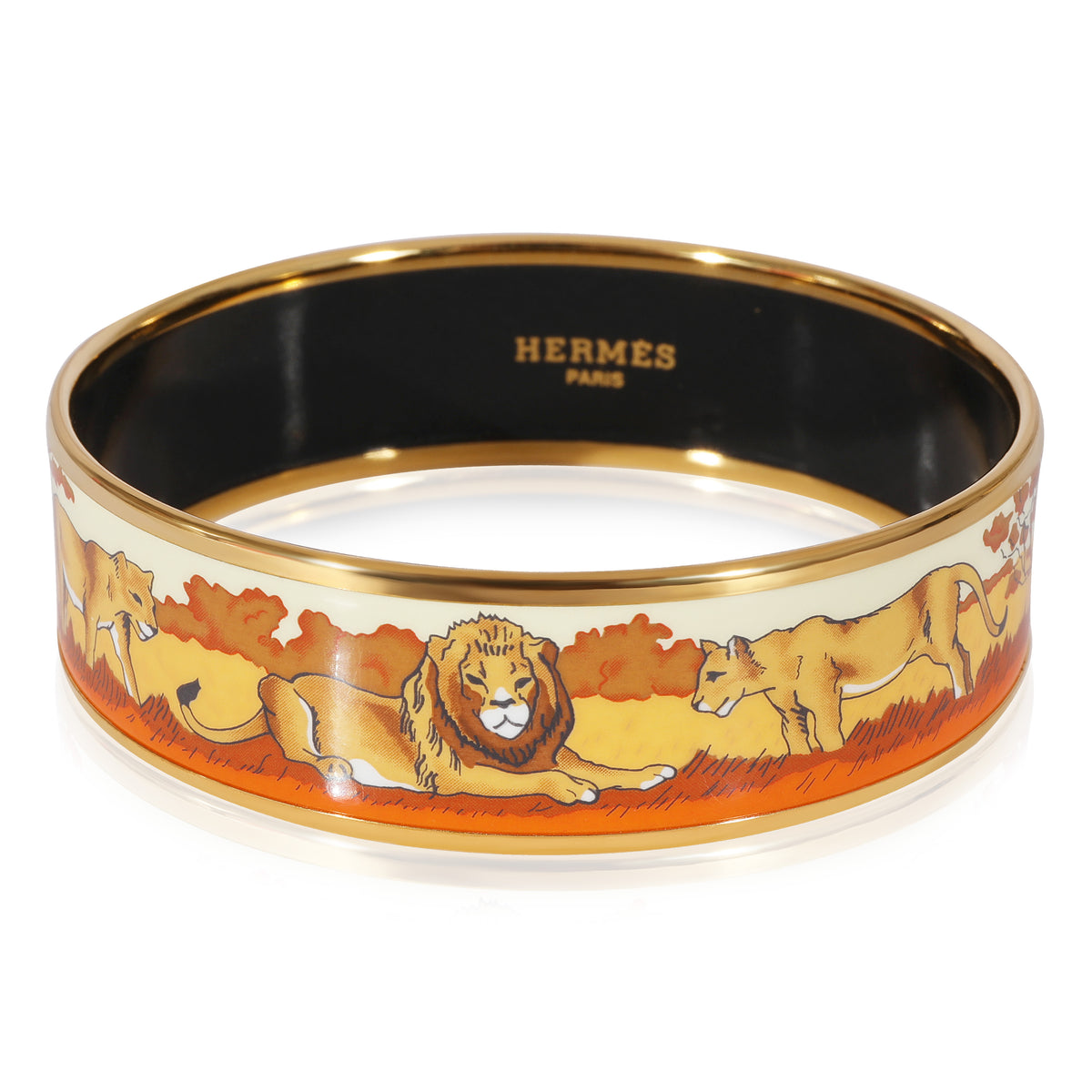 Hermès Africa Bangle with Lion Design, 18mm