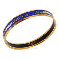 Hermès Plated Bracelet with Blue & Gold Enamel, 9mm (62MM)