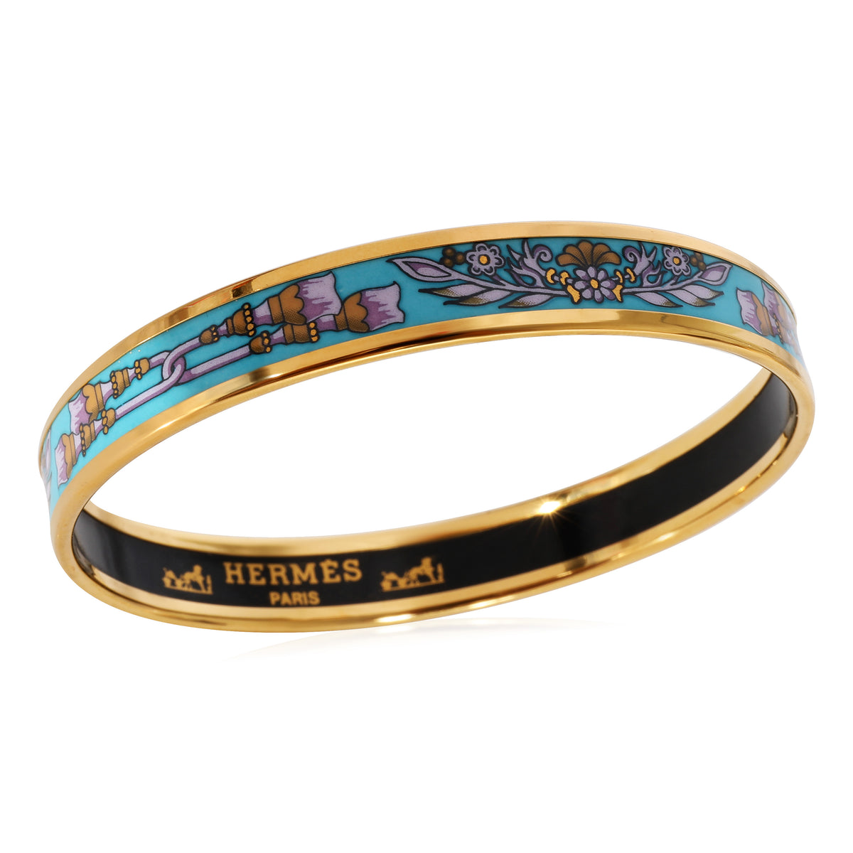 Hermès Plated Enamel Narrow Bangle with Tassel Design, 9mm (67MM)