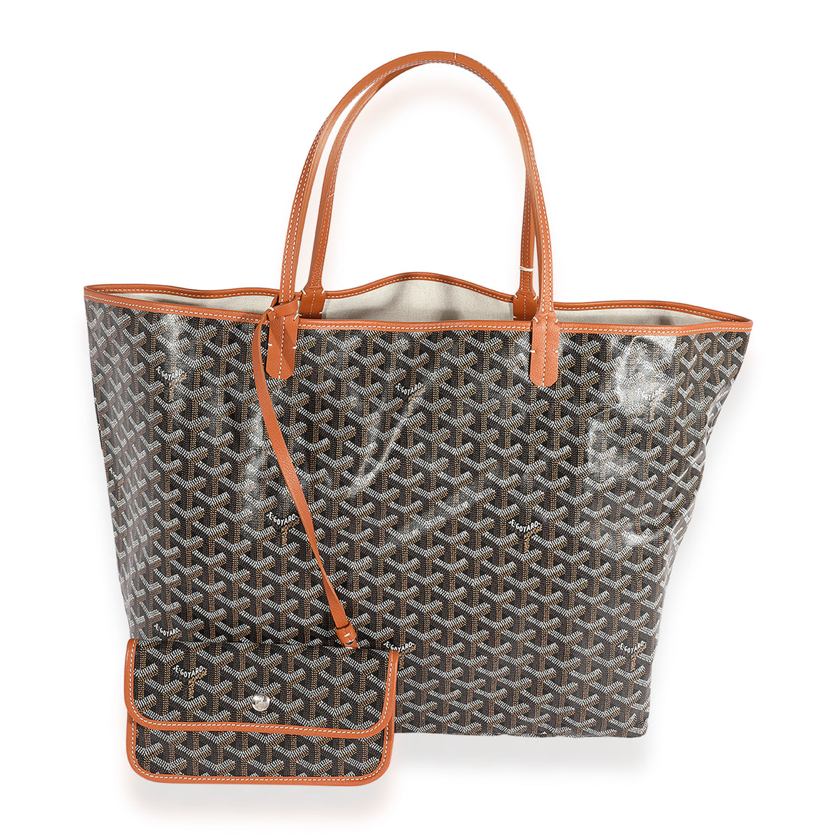 Goyard Black Goyardine Canvas & Brown Leather Saint Louis GM