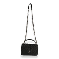 Saint Laurent Black Matelassé Sheepskin Medium College Bag