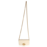 Gucci White Matelassé Leather Super Mini Marmont Bag