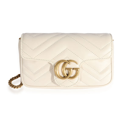 Gucci White Matelassé Leather Super Mini Marmont Bag