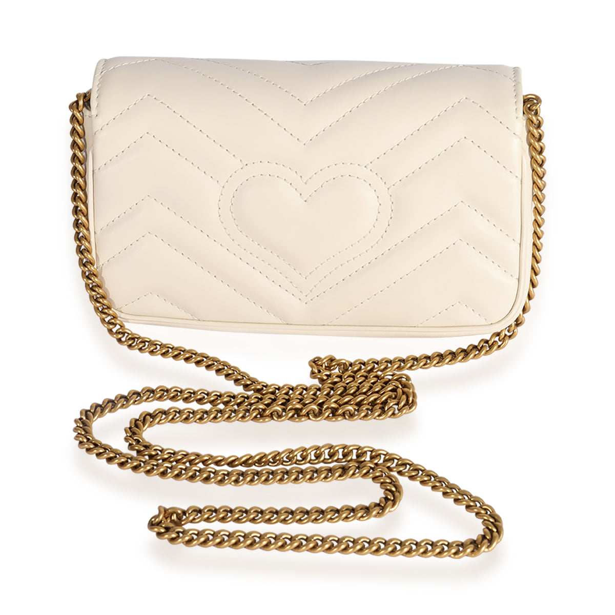 Gucci White Matelassé Leather Super Mini Marmont Bag