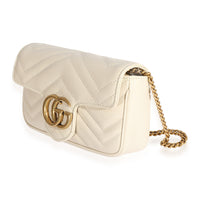 Gucci White Matelassé Leather Super Mini Marmont Bag