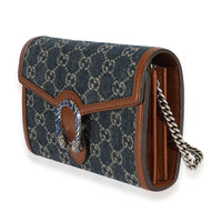 Gucci Blue GG Denim & Brown Leather Dionysus Chain Wallet