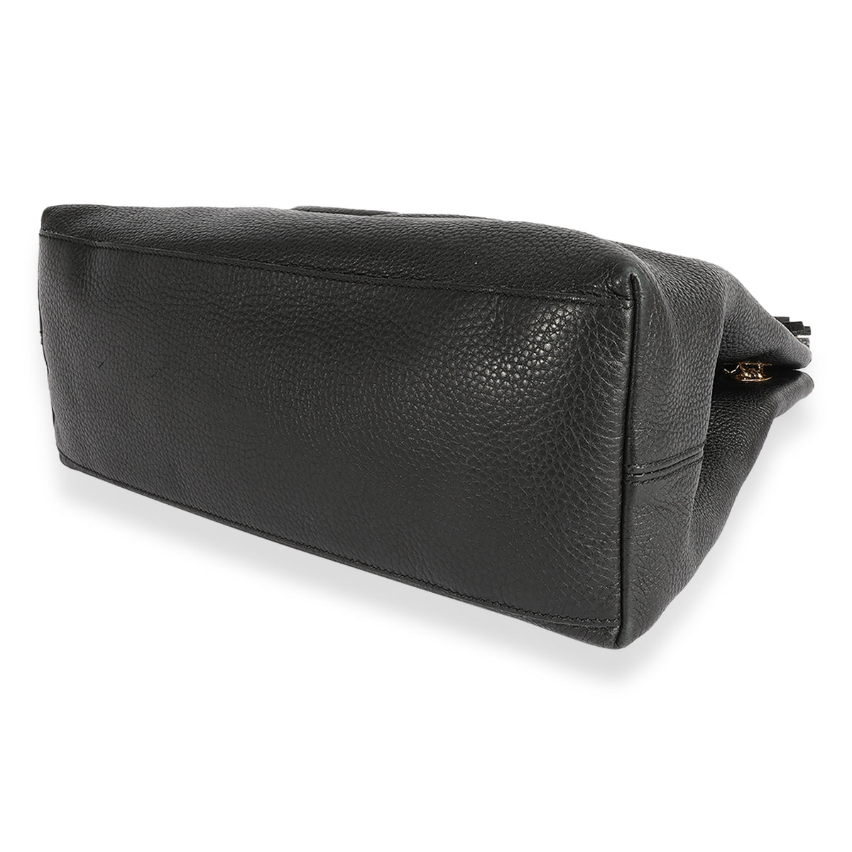 Black Pebbled Leather Medium Soho Chain Shoulder Bag