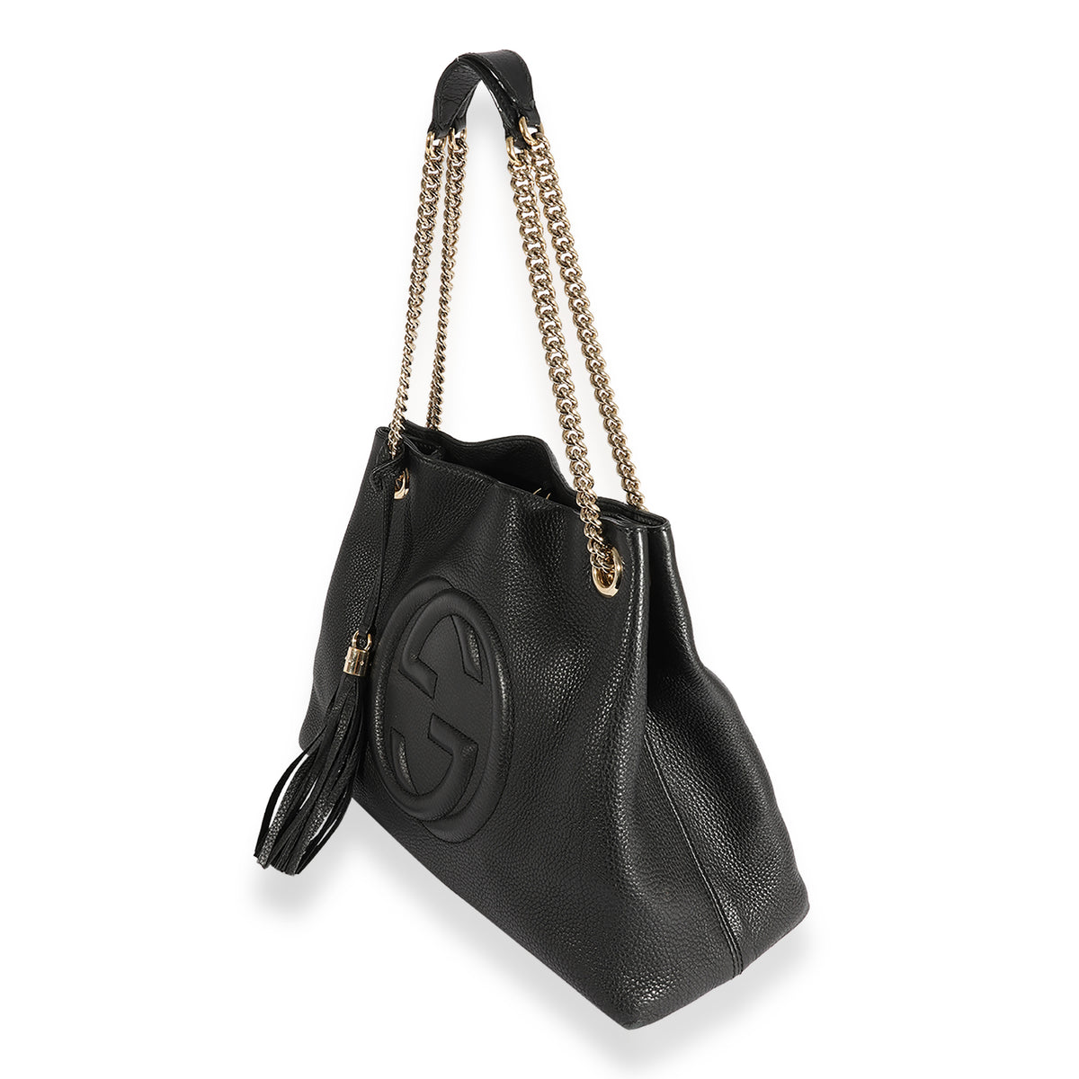 Gucci Black Pebbled Leather Soho Chain Hobo Shoulder Bag - Yoogi's Closet