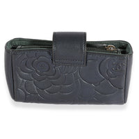 Chanel Navy Camellia Embossed Leather Phone Holder Clutch