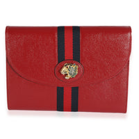 Gucci Red Calfskin & Web Rajah Clutch