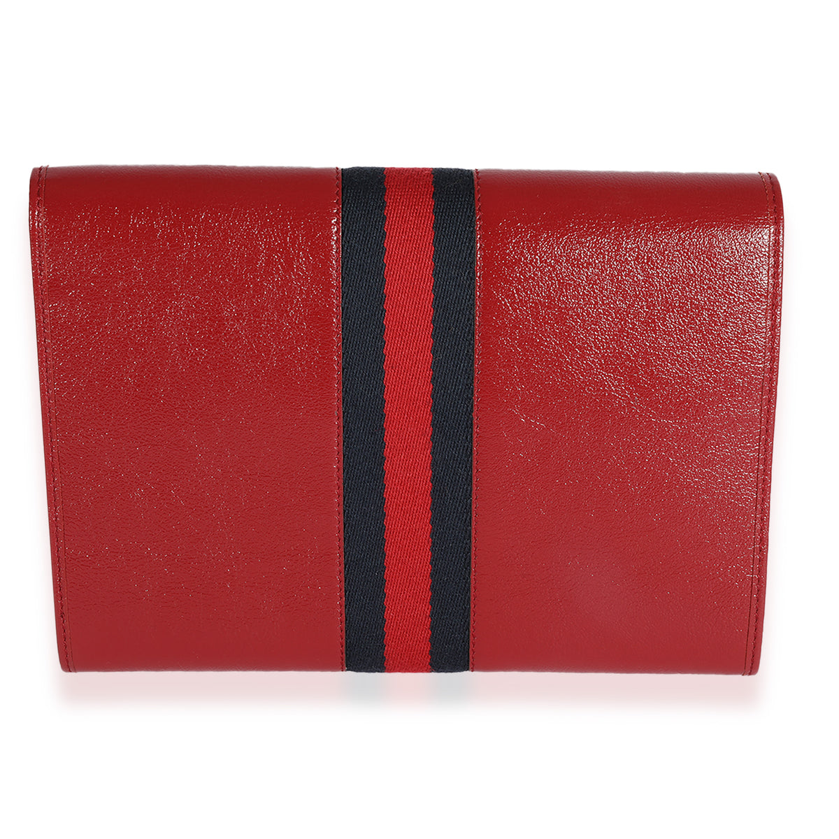 Gucci Red Calfskin & Web Rajah Clutch