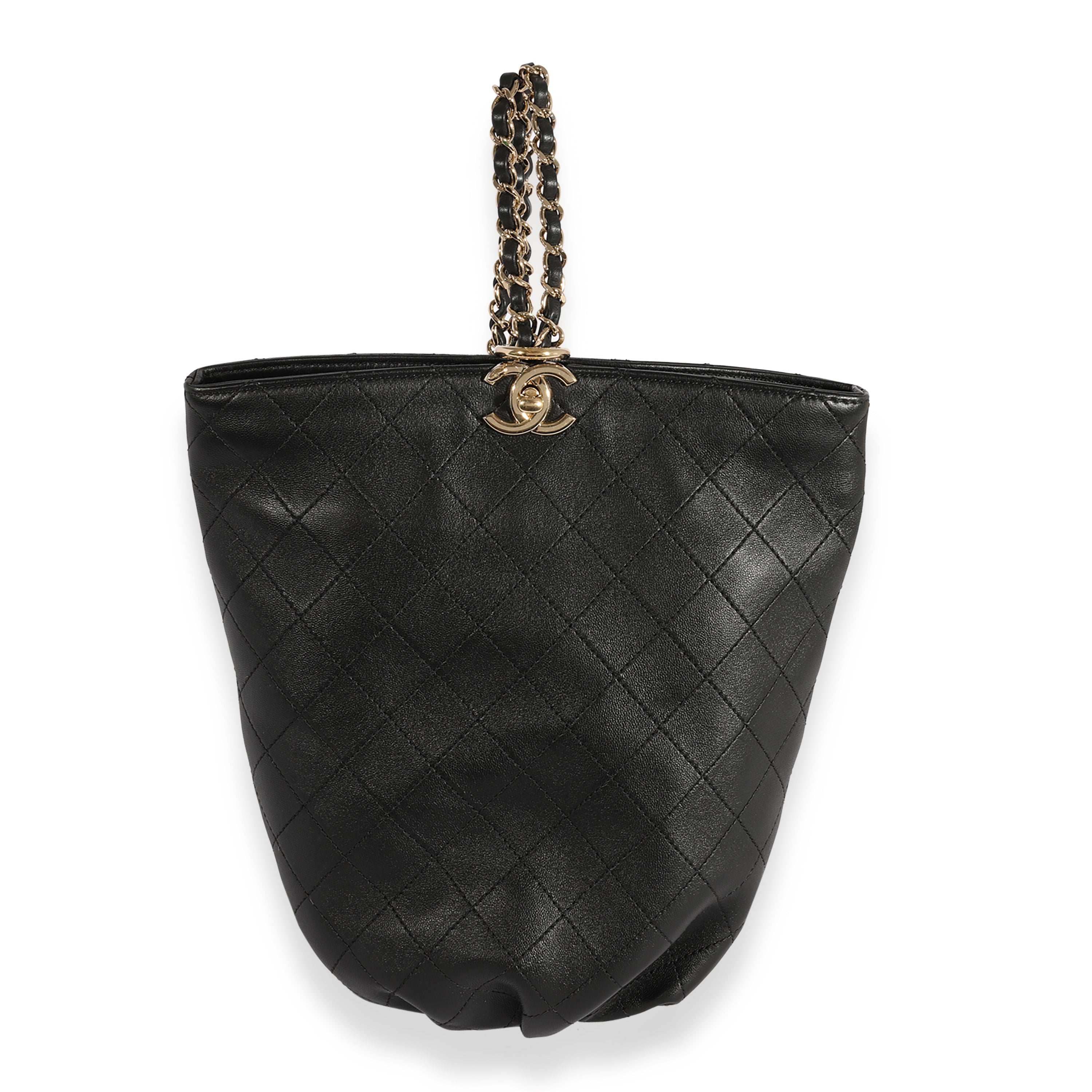 Chanel Black Quilted Calfskin Balloon Bucket Sling Backpack