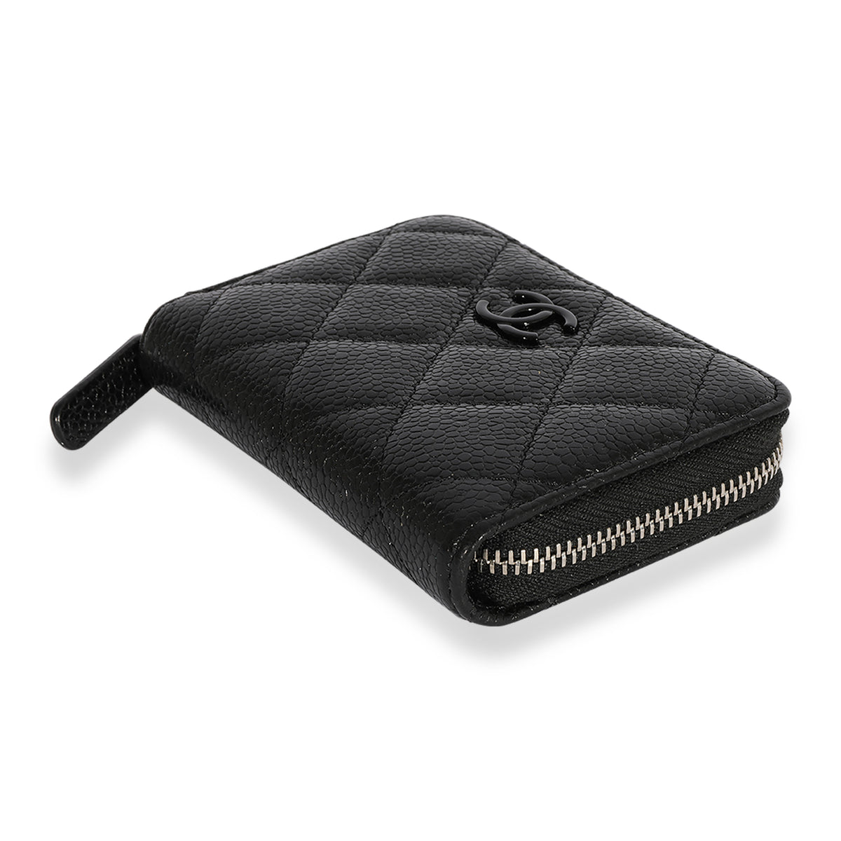 Classic Zip Around Card Holder Coin Purse Quilted Caviar Small