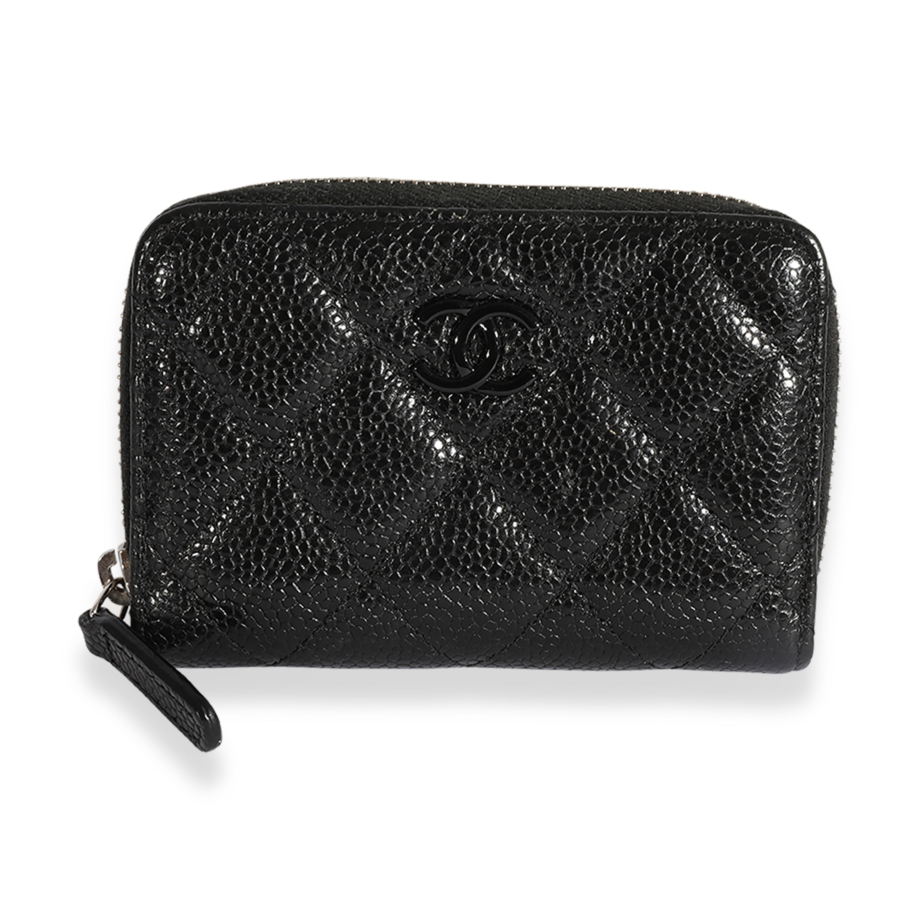 Chanel So Black Quilted Caviar Zip-Around Coin Purse Wallet, myGemma, CA