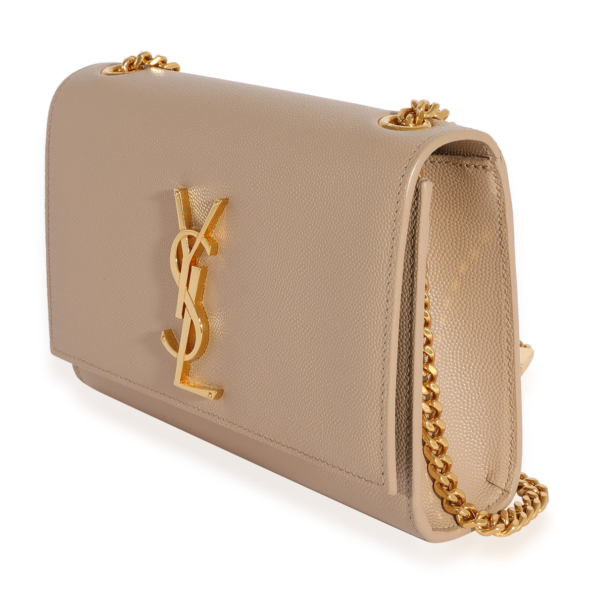 SAINT LAURENT Grain De Poudre Classic Kate Monogram Clutch Nude