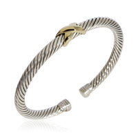 David Yurman Cable Collection X Bangle  in 14k Yellow Gold/Sterling Silver