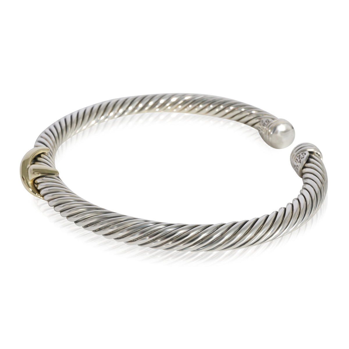 David Yurman Cable Collection X Bangle  in 14k Yellow Gold/Sterling Silver