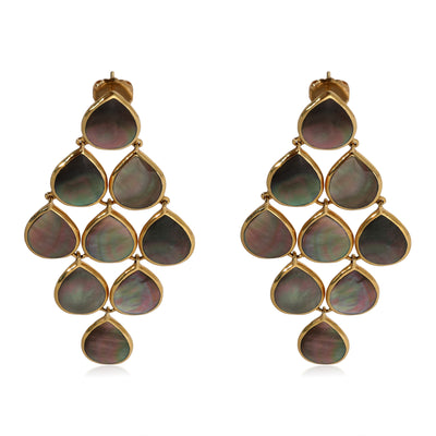 Ippolita  Rock Candy Black Mother Of Pearl Cascade Earrings 18K Yellow Gold