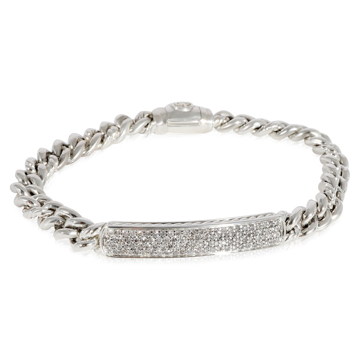 David Yurman Diamond ID Bracelet in 925 Sterling Silver 0.6 CTW