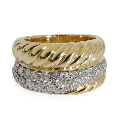 David Yurman Cable Diamond Ring in 18k Yellow Gold 1 CTW