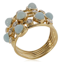 Ippolita Constellation Aquamarine Diamond Cluster Ring in 18K Yellow Gold 0.85 C